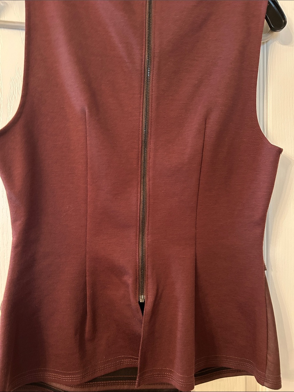 Women’s Sleeveless Faux Leather Peplum Top - Brown - Picture 3 of 3